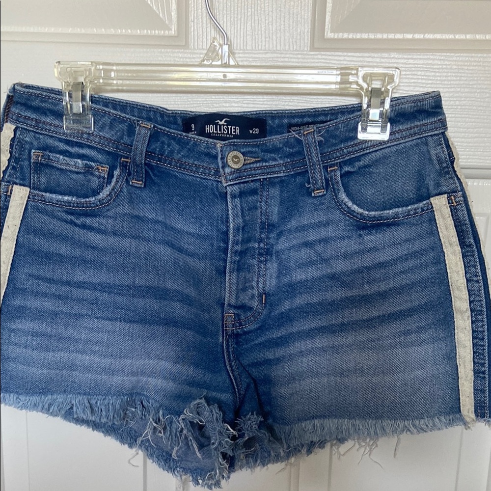 Hollister Blue Jean Shorts with Distressed Hem - Picture 2 of 4